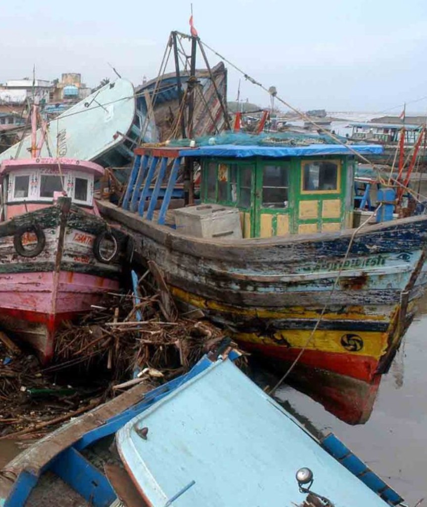 Fishing boats after the 2004 Indian Ocean tsunami