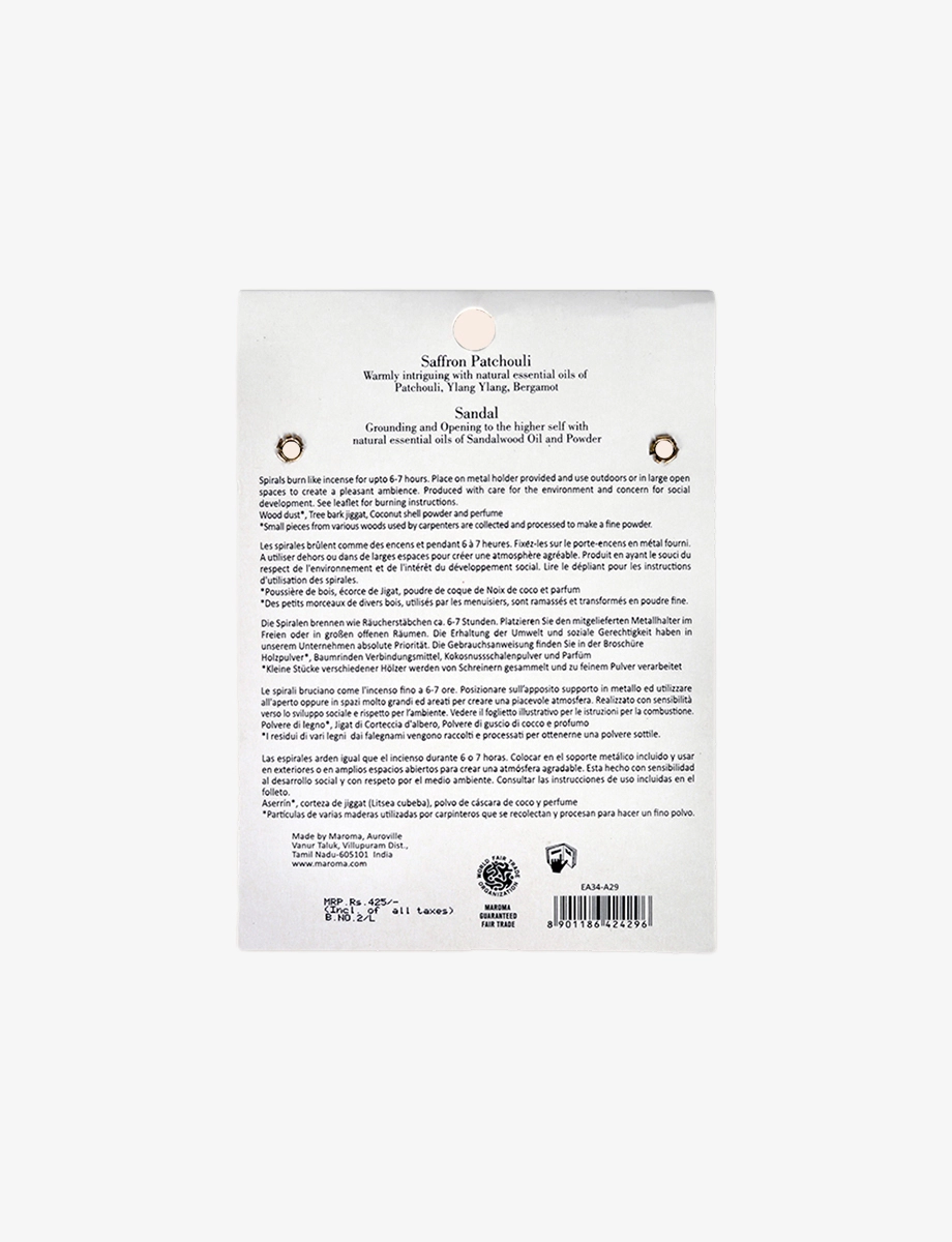 Saffron Patchouli & Sandal Perfume Spirals view 5