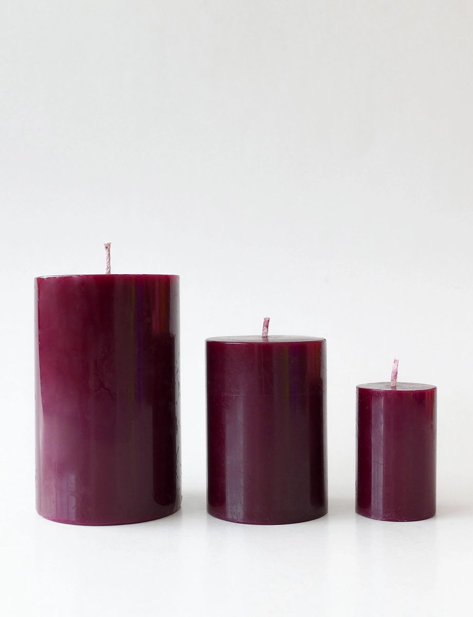 Cranberry Pillar Candle view 2
