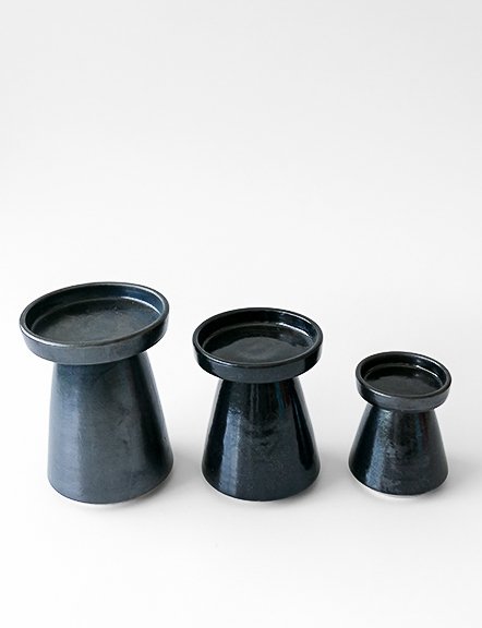 Ceramic Black Pillar Candle Holder view 2