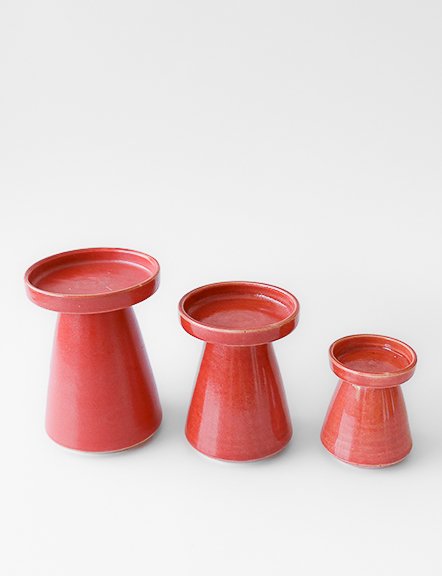Ceramic Dark Orange Pillar Candle Holder view 2