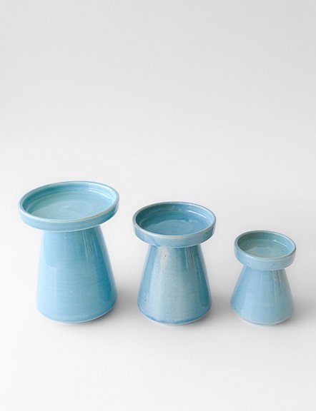 Ceramic Pastel Blue Pillar Candle Holder view 2