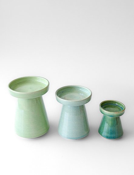 Ceramic Pastel Green Pillar Candle Holder view 2