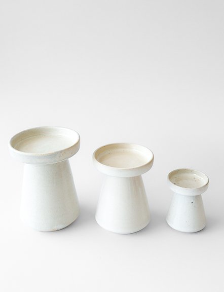 Ceramic White Pillar Candle Holder view 2