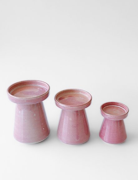 Ceramic Pastel Pink Pillar Candle Holder view 2