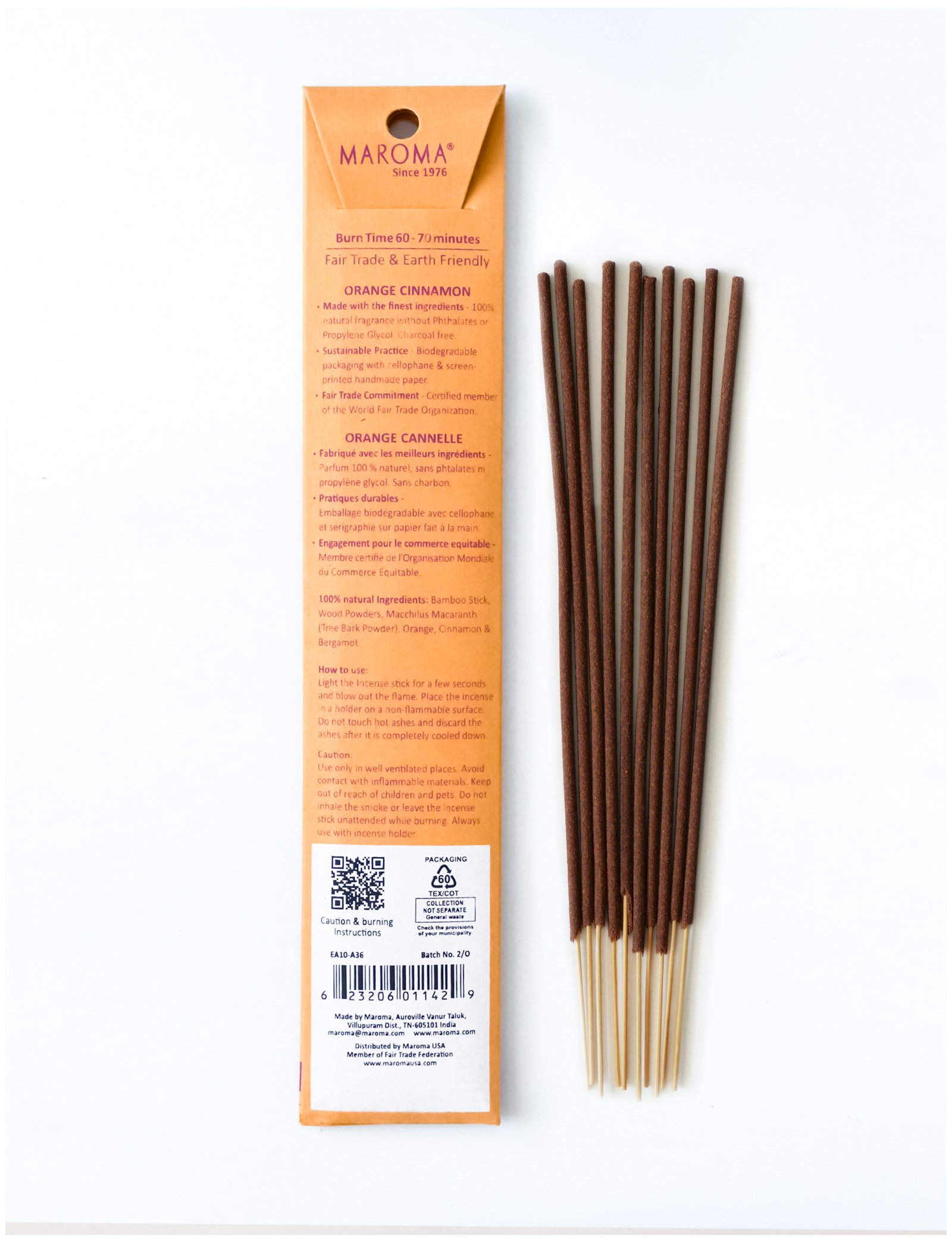 Orange Cinnamon Incense Sticks view 2